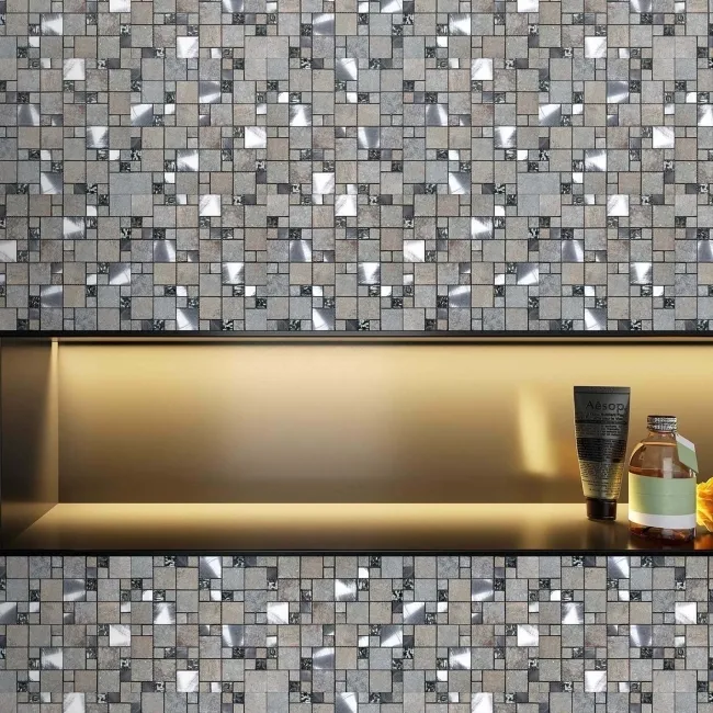 Comet Grey Square Stone Mosaic 300x300