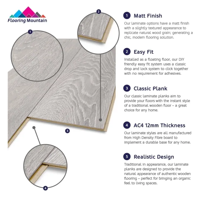 Craft Rocky Oak Pure+ Laminate Flooring 12mm