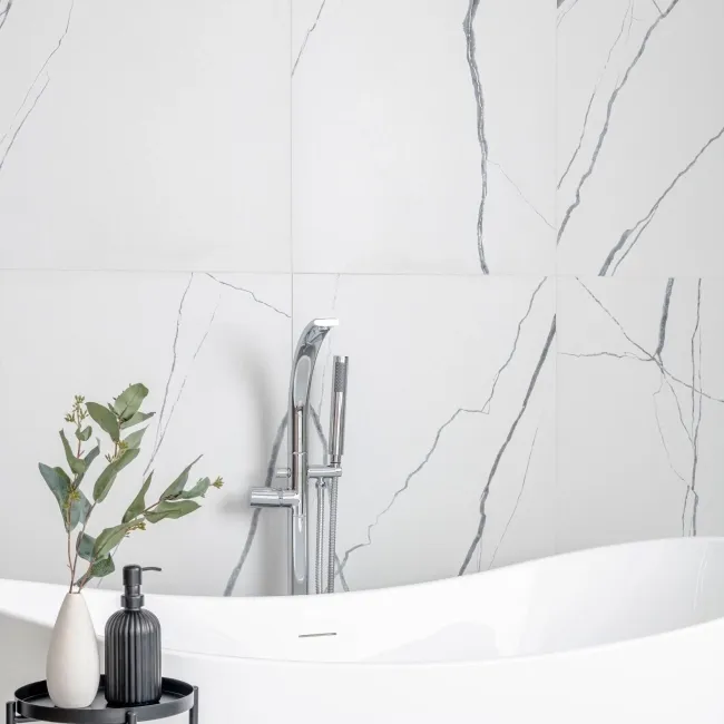 Da Vinci White Marble Effect Semi Polished Porcelain Tile