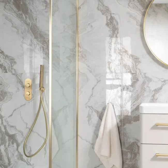 Fenndi Gold Marble Effect Polished Porcelain Tile
