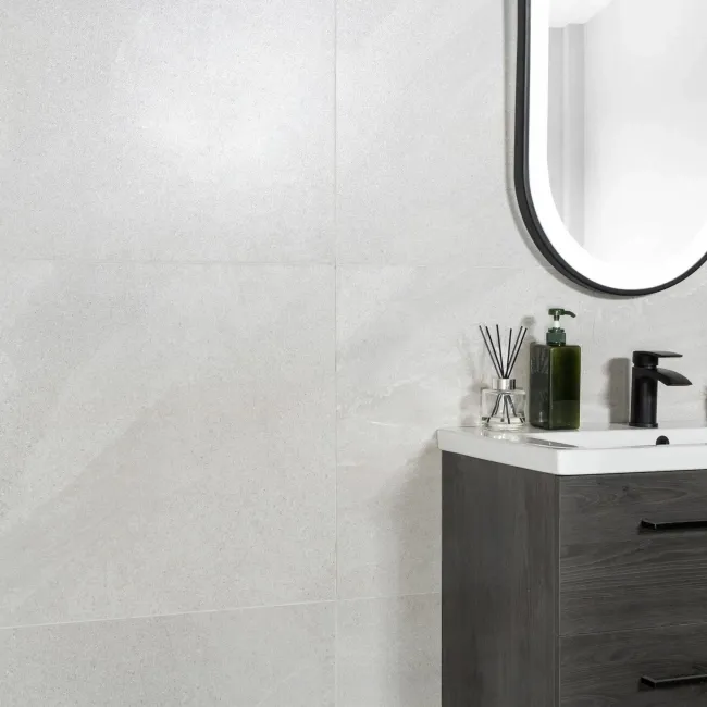 Galaxy Smoke Grey Stone Effect Semi Polished Porcelain Wall and Floor Tile