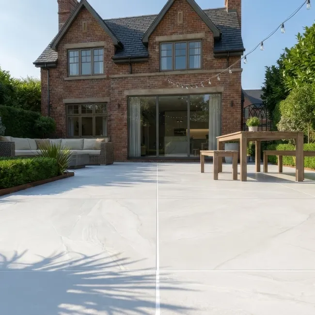 Halley White Slate Effect Matt Porcelain Outdoor Slab Tile