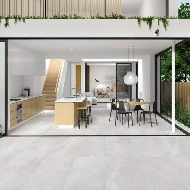 Lucca White Anti Slip Matt Stone Effect Porcelain Wall and Floor Tile