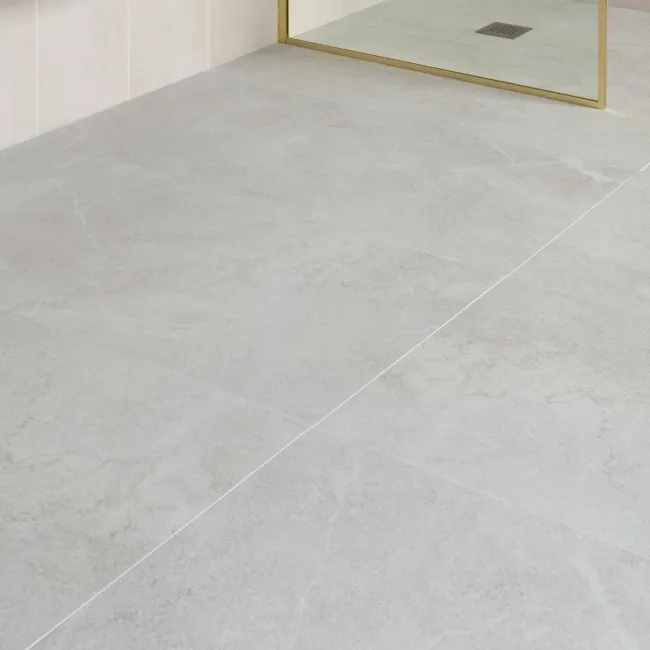 Lucca White Anti Slip Matt Stone Effect Porcelain Wall and Floor Tile
