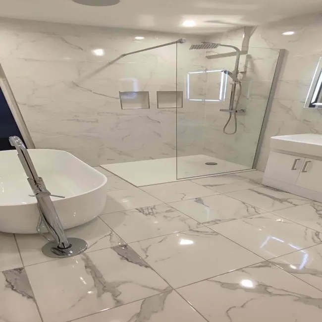 Carrara White Gloss Marble Effect Vitrified Ceramic Wall and Floor Tile