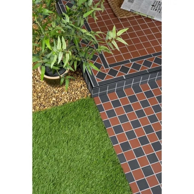 Victorian Red & Black Chequer Mosaic