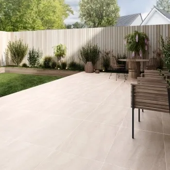 Moda White Stone Effect Matt Porcelain Outdoor Slab Tile