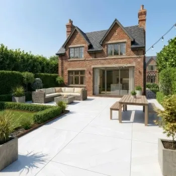 Halley White Slate Effect Matt Porcelain Outdoor Slab Tile