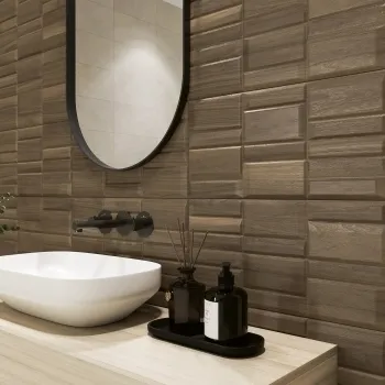 Nogal Block Decor Dark Brown Wood Effect Matt Ceramic Wall Tile