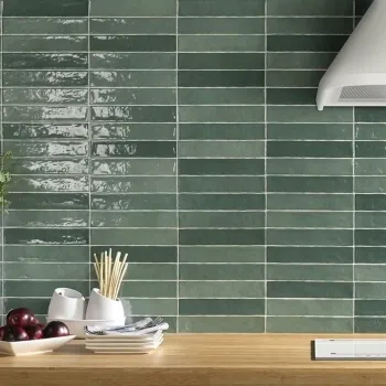 Piacenza Mix Olive Wall Tile 50x250 Kitchen Roomset