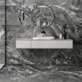 Volcanic Anthracite Marble Effect Matt Porcelain Tile