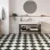 Marble Chess Effect Black & Golden White Matt Porcelain Tile