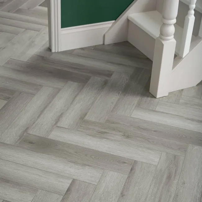 Chason Rock Grey Herringbone Luxury Click Vinyl Flooring 5mm