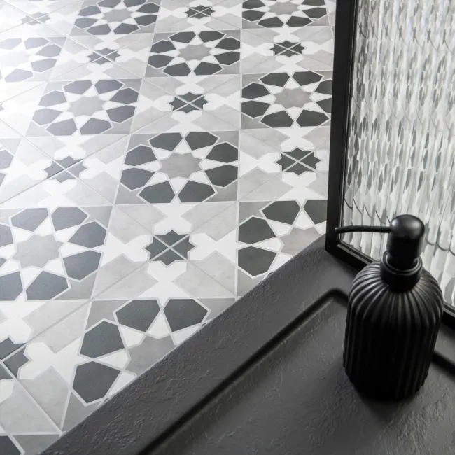 Rabat Black Pattern Matt Ceramic Floor Tile