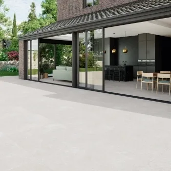 Batela White Stone Effect Matt Large Porcelain Outdoor Slab