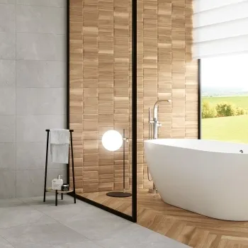 Nogal Block Decor Brown Wood Effect Matt Ceramic Wall Tile