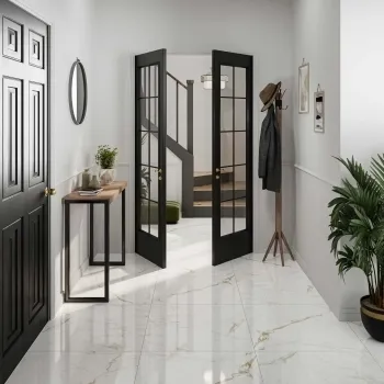 Carrera Gold Marble Effect Rectified Large Polished Porcelain Floor Tile