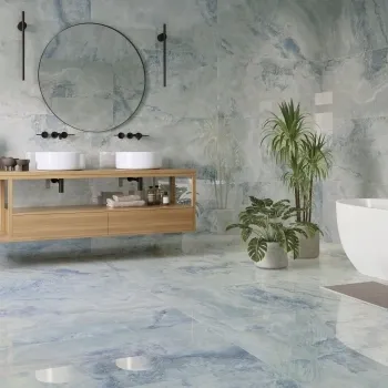 Scarlet Blue Onyx Marble Effect Polished Porcelain Tile