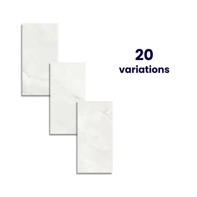 The Room White Onyx Marble Effect Matt Porcelain Wall and Floor Tile