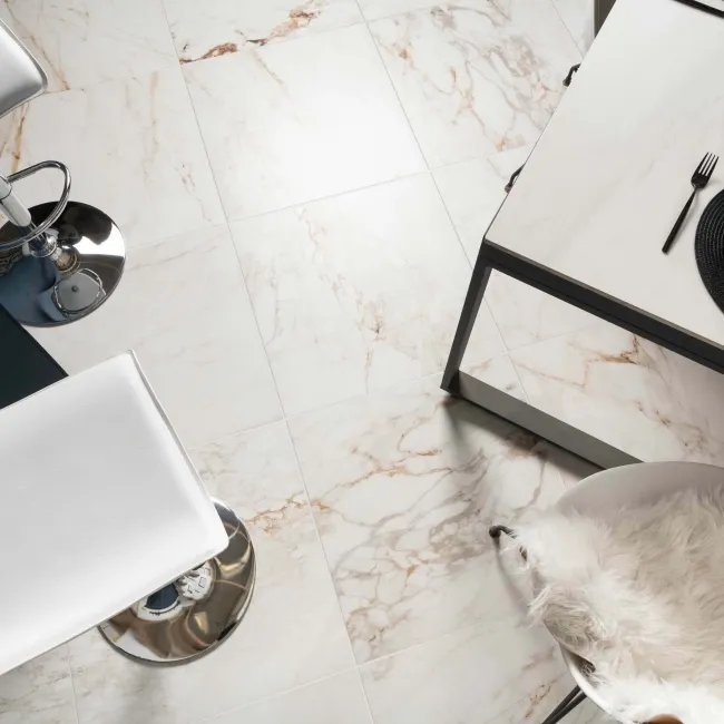 Barnaby White Marble Effect Matt Porcelain Floor Tile