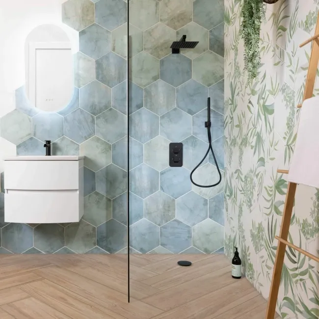 Oasis Aquamarine Hexagon Matt Porcelain Wall and Floor Tile