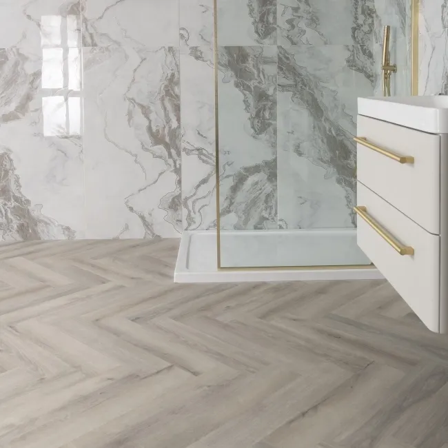 Paris Grey Oak Herringbone Luxury Click Vinyl Flooring 5mm