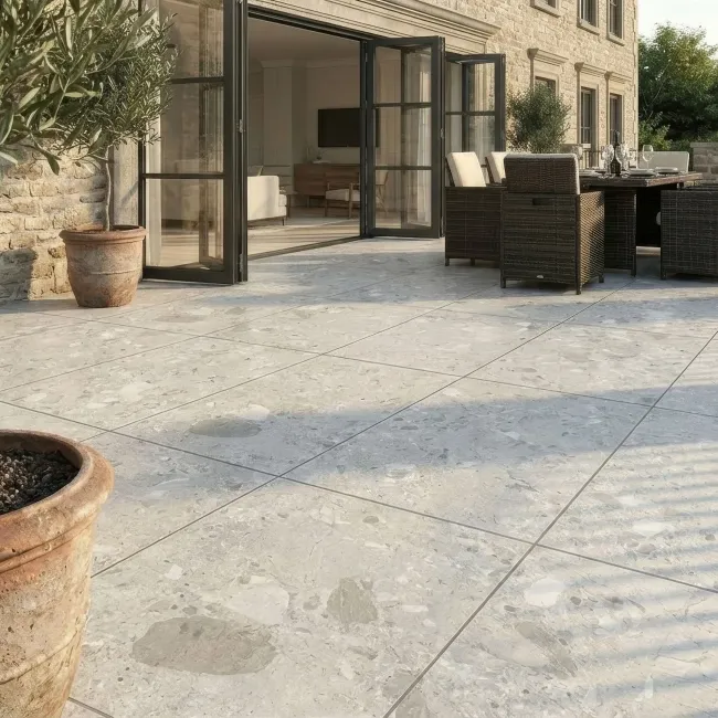 Ura Grey Stone Effect Matt Porcelain Outdoor Slab Tile