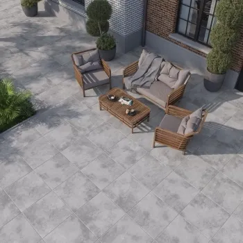 Vista Grey Stone Effect Matt Porcelain Outdoor Slab Tile