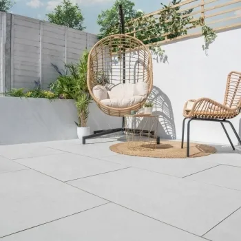 Bellevue White Stone Effect Large Outdoor Porcelain Slab Tile