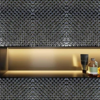 Luminous Grey Glass Mosaic 300x300 Bathroom Roomset