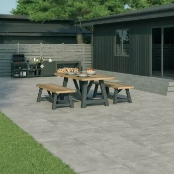 Merlot Grey Slate Effect Large Outdoor Porcelain Slab Tile
