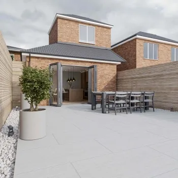 Caesar White Stone Effect Matt Porcelain Outdoor Slab Tile