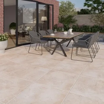 Vista Beige Stone Effect Matt Porcelain Outdoor Slab Tile