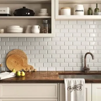Mini Metro White Wall Tiles Kitchen Roomset