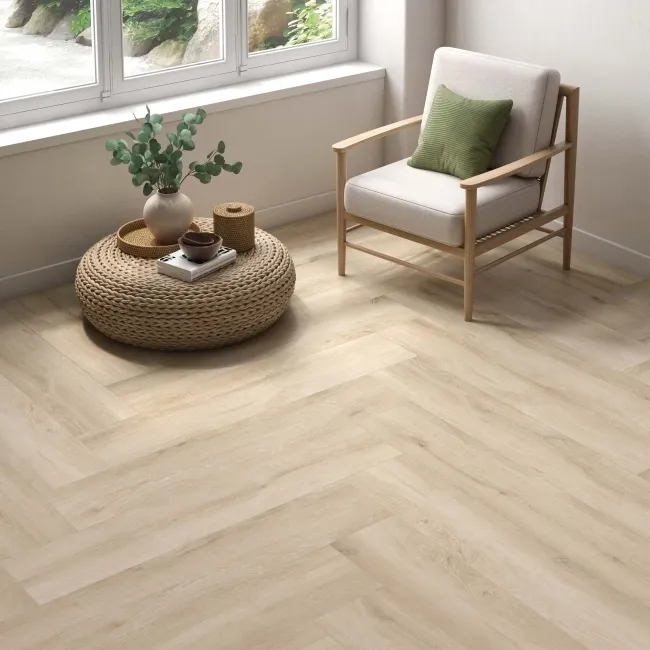 Essenza Ivory Oak Wood Effect Matt Porcelain Floor Tile