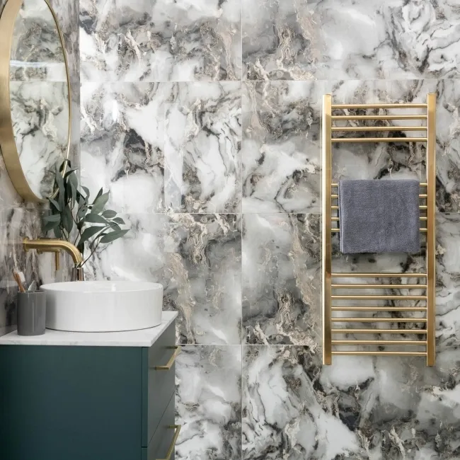 Sky Grey Marble Effect Polished Porcelain Wall and Floor Tile