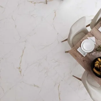 Carrera Gold Marble Effect Rectified Large Matt Porcelain Floor Tile