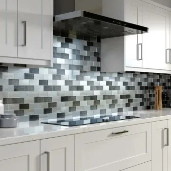 Metallic Silver Grey Glass Mosaic Kitchen Roomset
