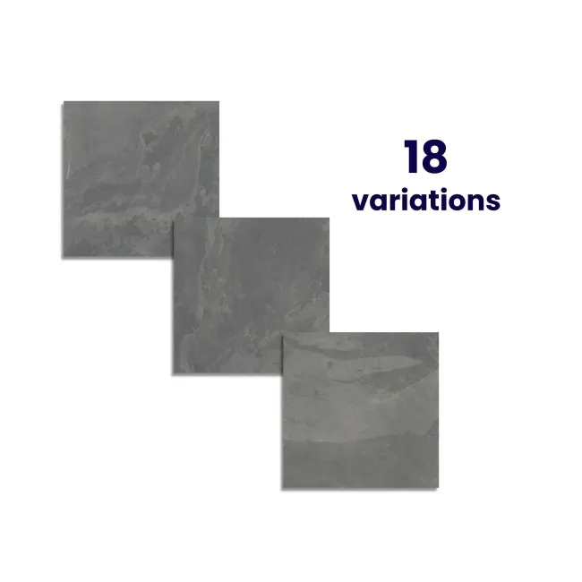 Mustang Light Grey Slate Effect Matt Porcelain Floor Tile