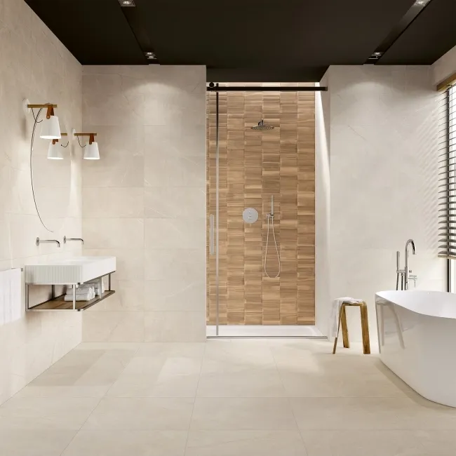 Nogal Block Decor Brown Wood Effect Matt Ceramic Wall Tile