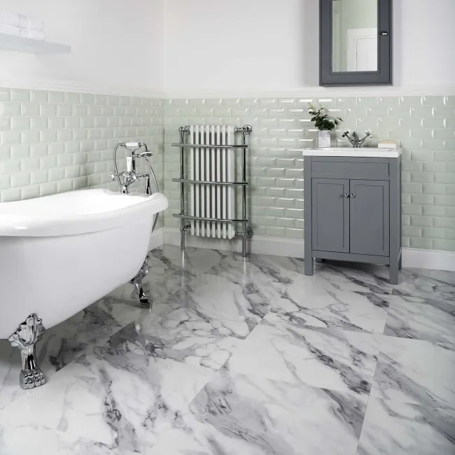 Marble Deluxe White Tile Luxury Click Vinyl Flooring 6mm