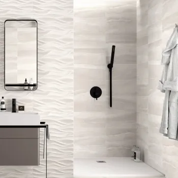 Windsor Grey Wall Tile 250x500 Bathroom Roomset