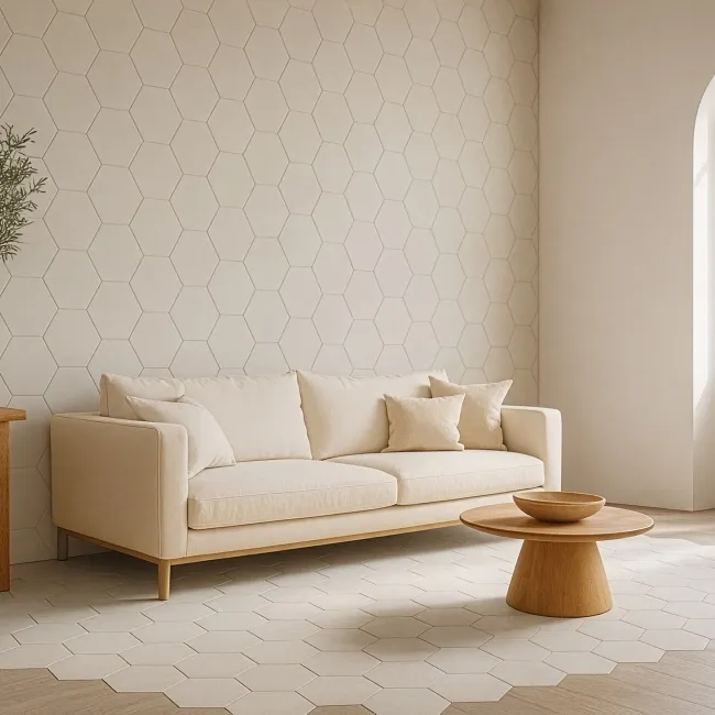 Antic Hexagon Cream Stone Effect Matt Porcelain Tile