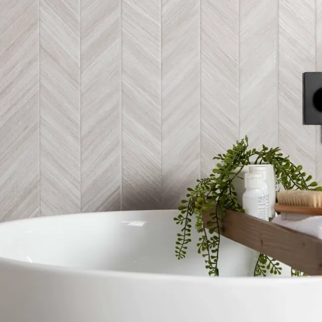 Bercy Chevron Decor Light Grey Concrete Effect Matt Ceramic Wall Tile