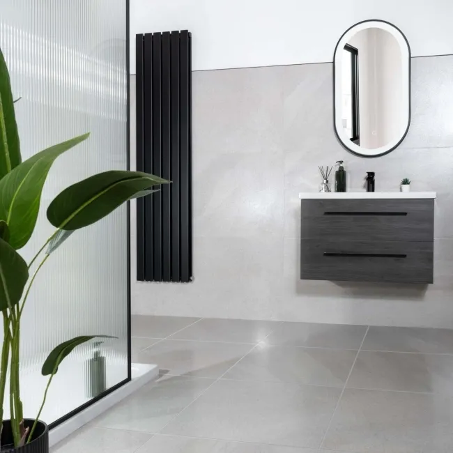 Galaxy Smoke Grey Stone Effect Semi Polished Porcelain Wall and Floor Tile