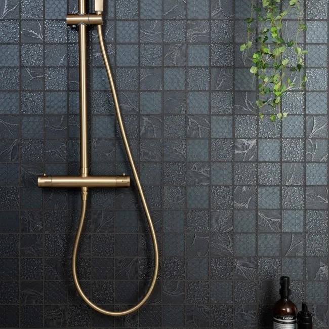 Hampton Black Patterned  Matt Glass Mosaic