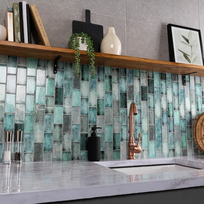 Raindrop Green Glass Mosaic 300x300