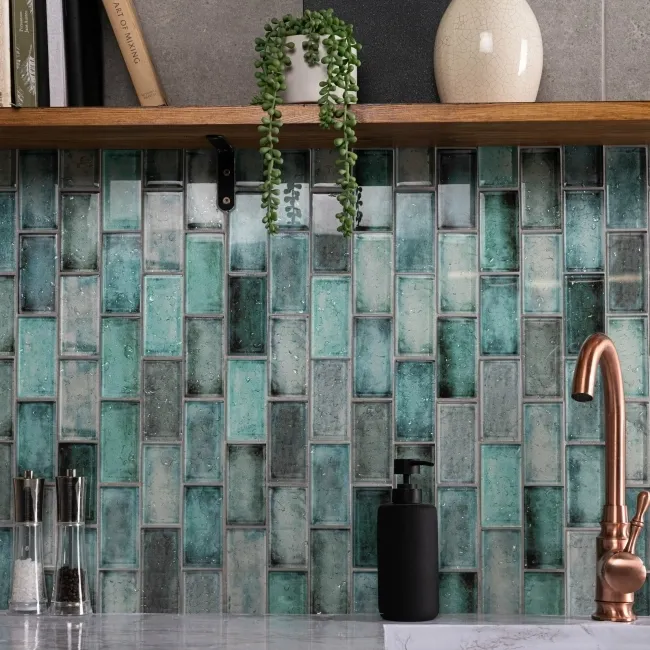 Raindrop Green Glass Mosaic 300x300
