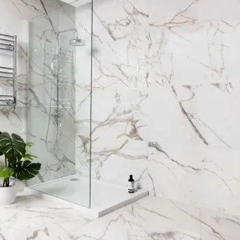 Calacatta Golden Grey Marble Effect Polished Porcelain Wall and Floor Tile
