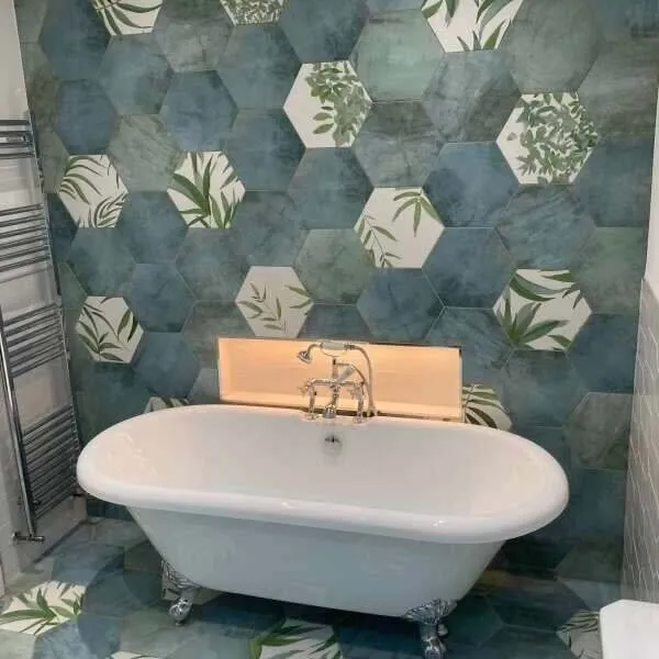 Oasis Aquamarine Hexagon Matt Porcelain Wall and Floor Tile